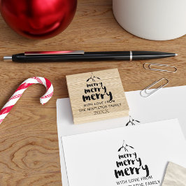 Merry Mistletoe Familienname Weihnachtskautschuk-B Gummistempel