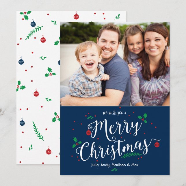 Merry Mistletoe Foto Holiday Card Feiertagskarte (Vorne/Hinten)