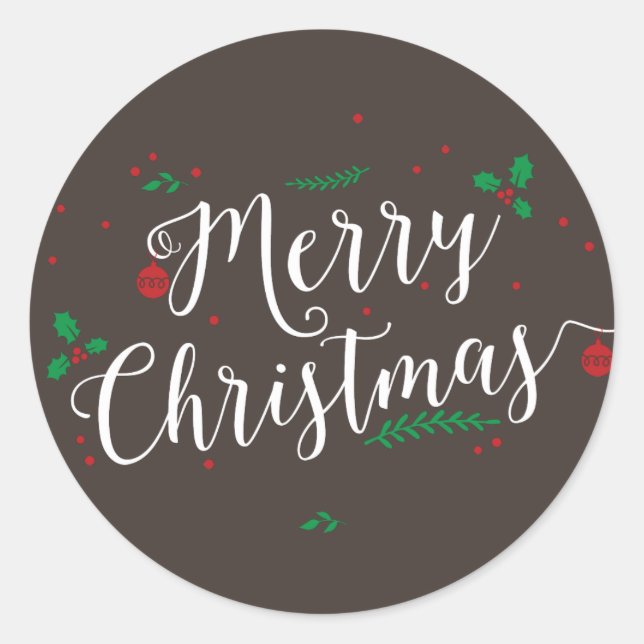 Merry Mistletoe in Bark Weihnachtssticker Runder Aufkleber (Vorderseite)