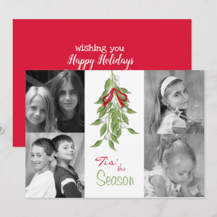 Merry Mistletoe mit Red Bow Holiday Foto Card Feiertagskarte