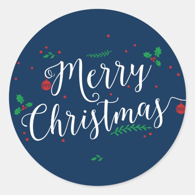 Merry Mistletoe Weihnachtssticker Runder Aufkleber (Vorderseite)