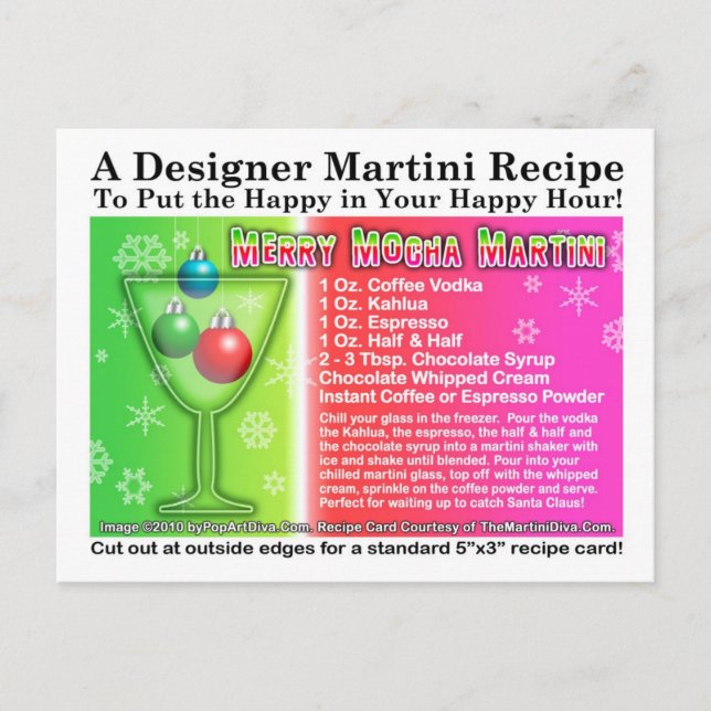 Merry Mocha Christmas Martini Rezept Postcard Postkarte (Vorderseite)