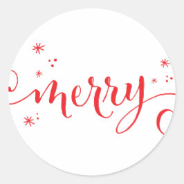 MERRY MODERN feierliche Spaß Kalligraphie Glitzern Runder Aufkleber