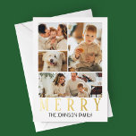 Merry Modern Foto Collage Folien Feiertagskarte<br><div class="desc">Diese moderne Foto Collage Foil Holiday Card von Anton Design Co. ist die perfekte Möglichkeit,  Ihrer Urlaubskarte eine Touch Eleganz mit REAL Folie und bis zu vier Fotos Ihrer Familie hinzuzufügen.</div>