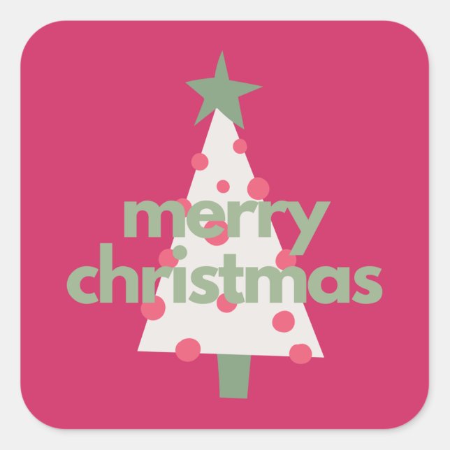 Merry Modern Minimalist Pink Christmas Stickers (Von Creator hochgeladen)