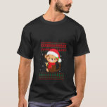 Merry Monkey Christmas Pajama Ugly Sweater Santa H T-Shirt<br><div class="desc">Merry Monkey Christmas Pajama Ugly Sweater Weihnachtsmannmütze Light V Neck</div>