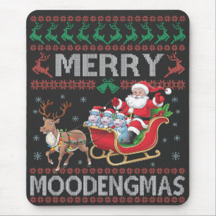 Merry MooDengmas Moo Deng Christmas Santa Hippo Mousepad