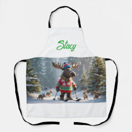 Merry Moose und Friends Weihnachten Personalisiert Schürze