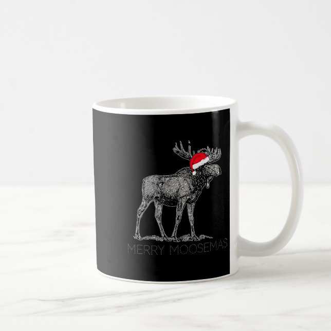 Merry Moosemas Christmas Moose With Santa Hat  Kaffeetasse (Rechts)