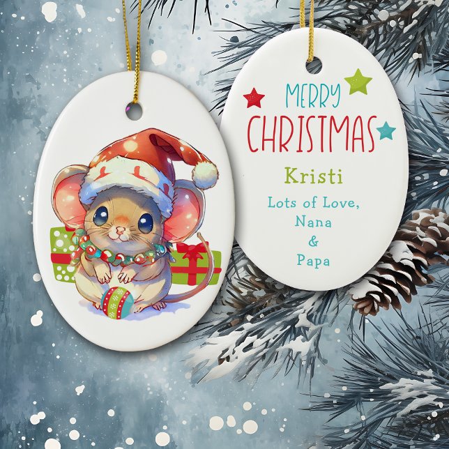 Merry Mouse Kids Christmas Keramik Ornament (Von Creator hochgeladen)