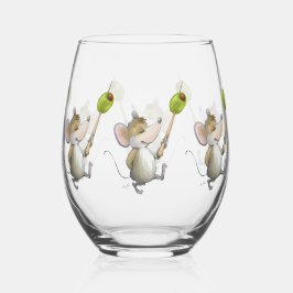 Merry Mouse Moe mit Olive Trinkbehälter Set Weinglas Ohne Stiel