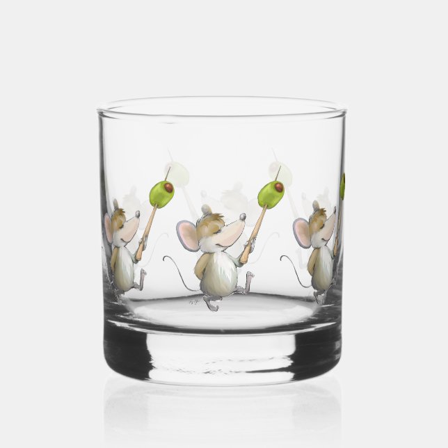 Merry Mouse Moe mit Olive Whiskyglas (Vorderseite)