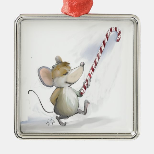 Merry Mouse Moe Square Ornament Aus Metall (Vorne)