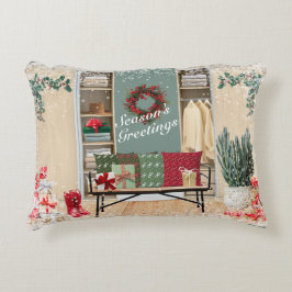 Merry Mudroom Scene Snow Dekokissen