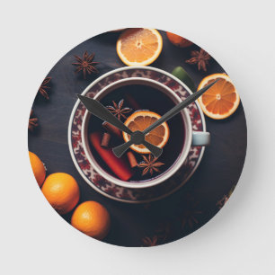 Merry & Mulled Gemütlicher Urlaub Drink Runde Wanduhr