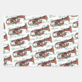 Merry Music Saxophon, Violine und Trumpet Festival Geschenkpapier Set