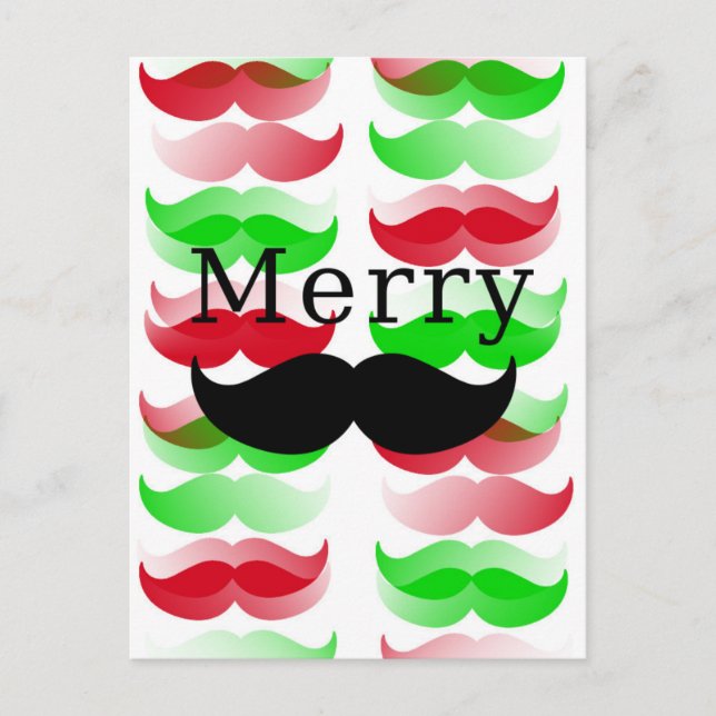 Merry Mustache Feiertagspostkarte (Vorderseite)