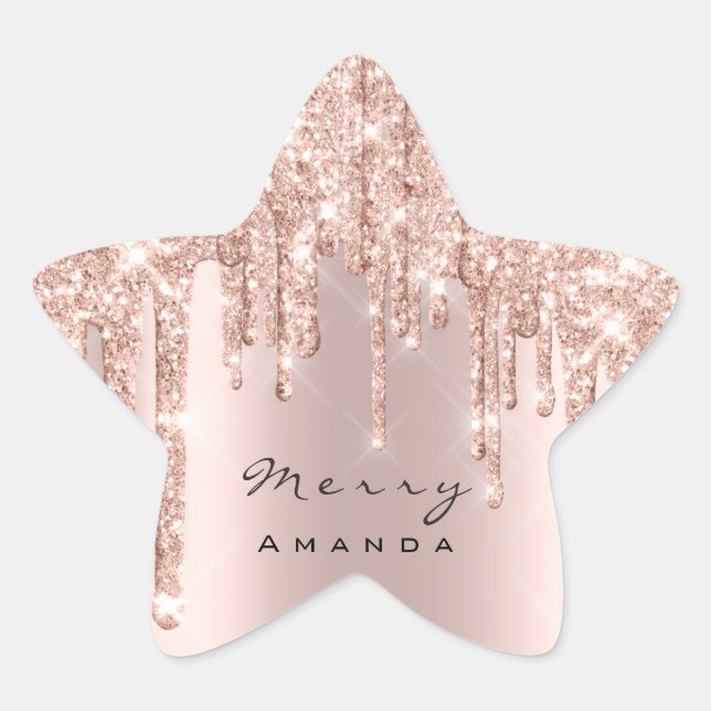 Merry Name 16th Bridal Rose Glitzer Spark Stars Stern-Aufkleber (Vorderseite)