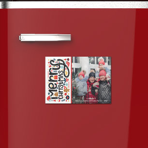 MERRY NOËL Typographie Cartes photos magnétiques