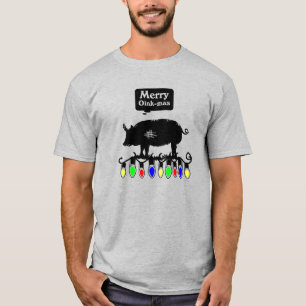 Merry Oink-Mas-Black T-Shirt