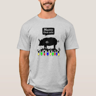 Merry Oink-Mas-Black T-Shirt