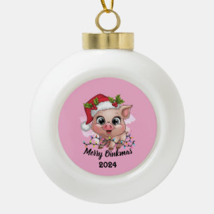 Merry Oinkmas Keramik Kugel-Ornament