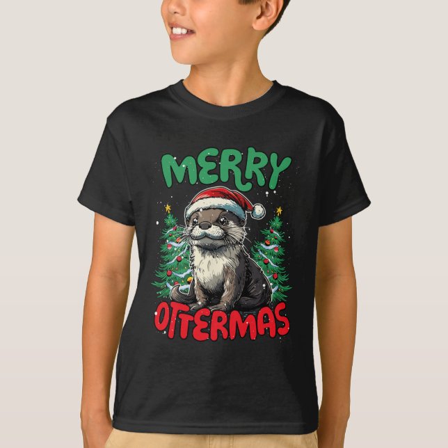 Merry Ottermas Funny Christmas Duck Lover T-Shirt (Vorderseite)