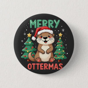 Merry Ottermas Funny Otter Animal Christmas Liebha Button