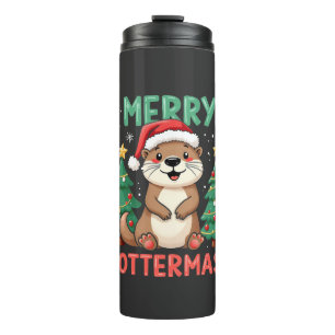 Merry Ottermas Funny Otter Animal Christmas Liebha Thermosbecher