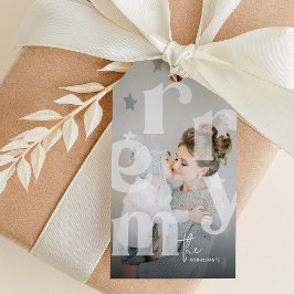 MERRY Overlay Typografy' Foto Weihnachten Geschenkanhänger