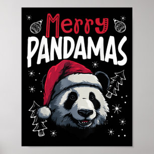 Merry Pandamas Funny Christmas Panda Poster