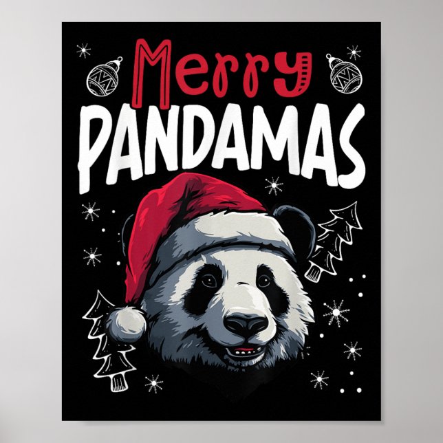 Merry Pandamas Funny Christmas Panda Poster (Vorne)