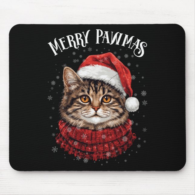 Merry Pawmas Funny Santa Cat Christmas For Kitten  Mousepad (Vorne)