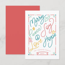 Merry Peace Joy Liebe Hope Handzog Bright Holiday