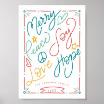 Merry Peace Joy Liebe Hope Handzog Bright Holiday