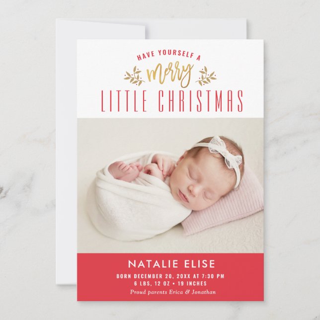 MERRY PETIT NOËL | faire-part de naissance photo (Devant)
