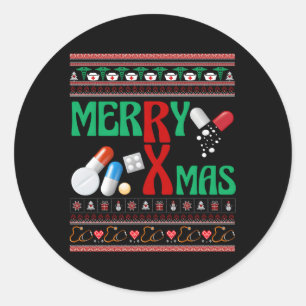 Merry Pharmacists Ugly Pharmacy Technicians Runder Aufkleber