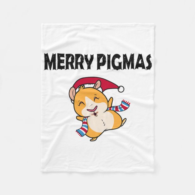 Merry Pigmas Face Mask Funny Guinea Pig Christmas  Fleecedecke (Vorderseite)