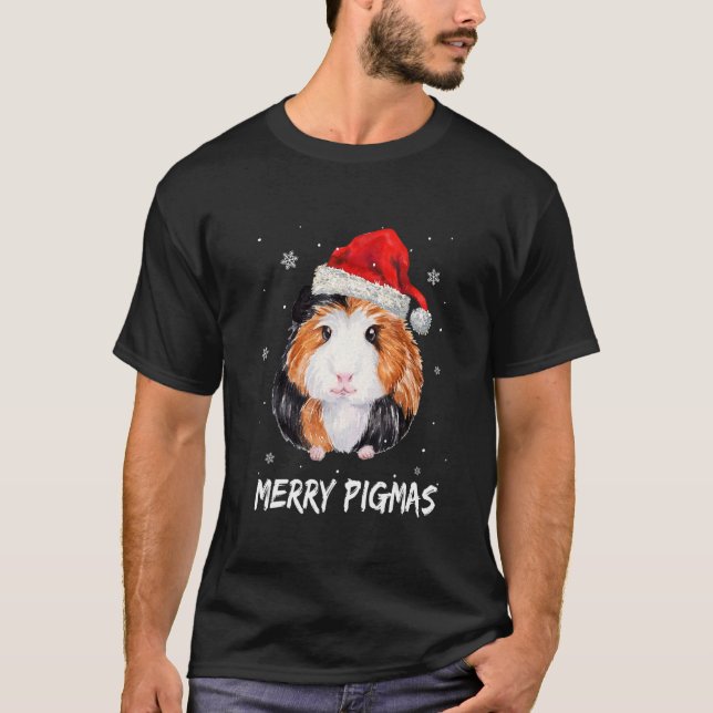 Merry Pigmas Face Mask Guinea Pig Christmas santa T-Shirt (Vorderseite)