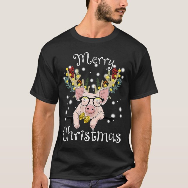 Merry Pigmas Funny Pig Frohe Weihnachten für Mädch T-Shirt (Vorderseite)