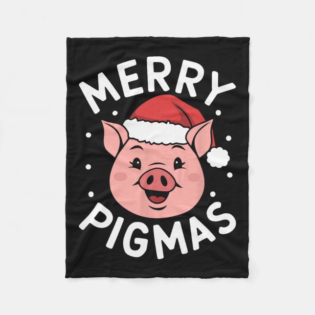 Merry Pigmas Funny Pig Weihnachten Weihnachten Wei Fleecedecke (Vorderseite)