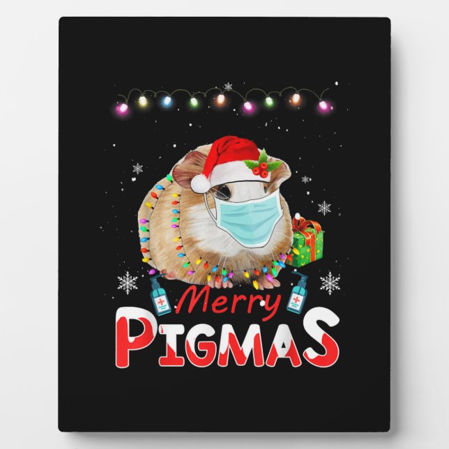 Merry Pigmas Gesicht Maske Funny Guinea Pig Weihna Fotoplatte (Vorderseite)