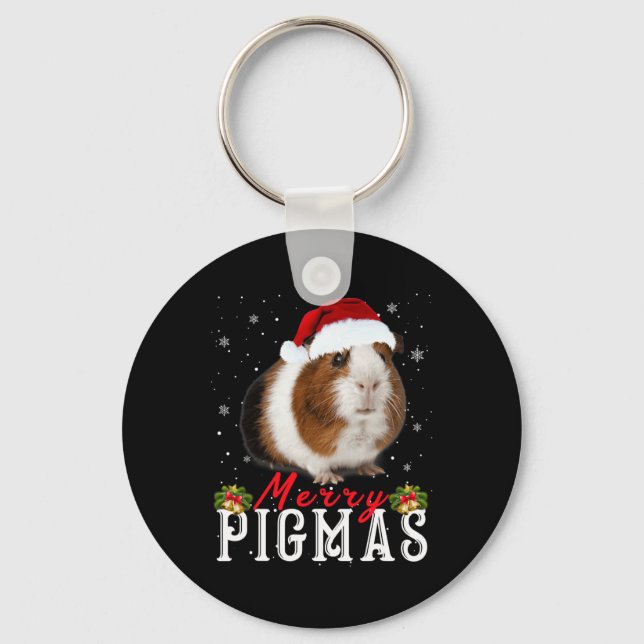 Merry Pigmas Gesicht Maske Spaß Guinea Pig Christm Schlüsselanhänger (Vorderseite)