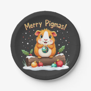 Merry Pigmas Guinea Pig Weihnachten Weihnachten Pappteller