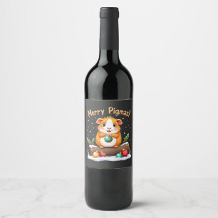 Merry Pigmas Guinea Pig Weihnachten Weihnachten Weinetikett
