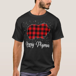 Merry Pigmas Red Kariert Guinea Pig Weihnachtsgesc T-Shirt