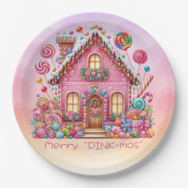 Merry "PINK-mas" Weihnachts Candy House Pappteller