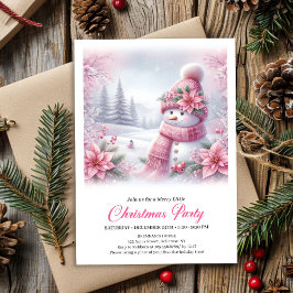 Merry Pink Snowman Editable Christmas Kids Invite  Einladung