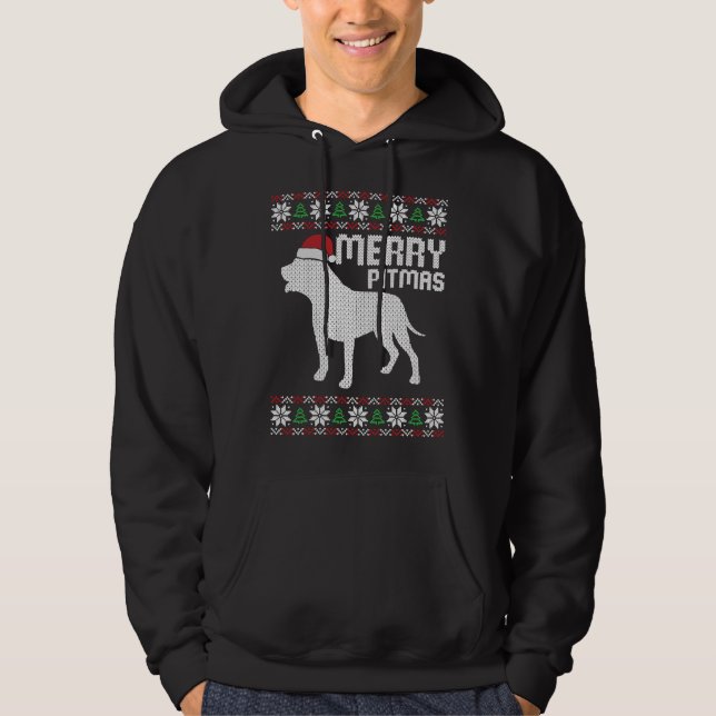 Merry Pitbull Pitmas Christmas Dog Hoodie (Vorderseite)