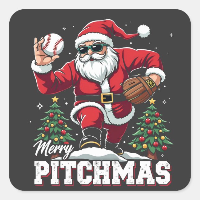 Merry Pitchmas Weihnachten Weihnachten Weihnachten Quadratischer Aufkleber (Vorderseite)